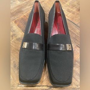 Salvatore Ferragamo Sport Womens Square Toe Low Heel Loafers Black